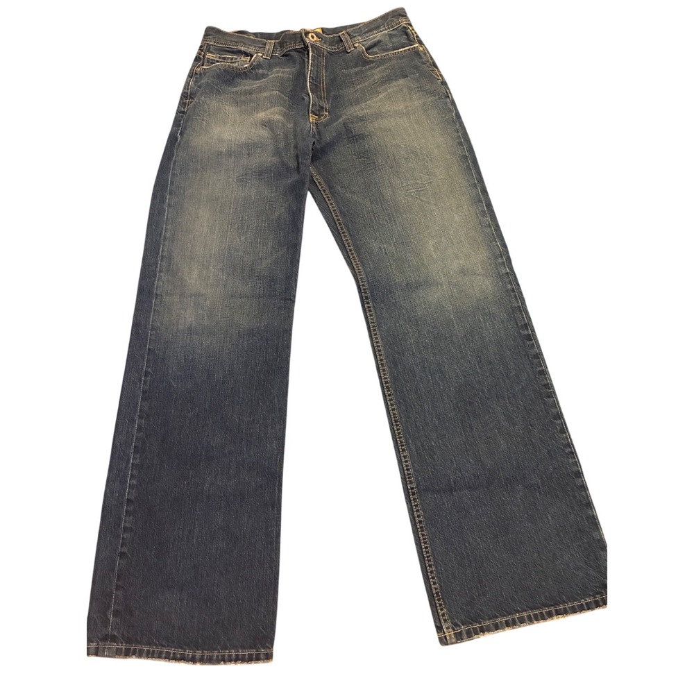 BKE Vintage Mens Roomy Fit 100% Cotton Wide Leg Jeans Medium Blue Wash 32/34